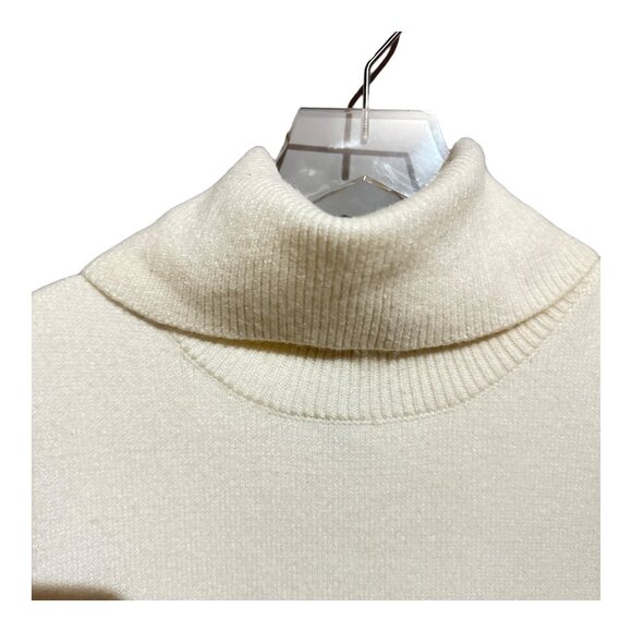 Carmen Marc Valvo Ivory White Sleeveless Turtleneck Stretch Sweater Size L - Picture 4 of 10